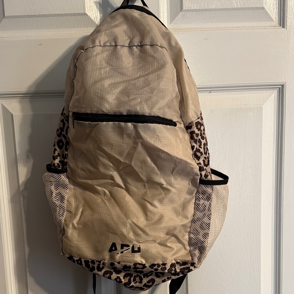 Tan and Leopard Women's Backpack
